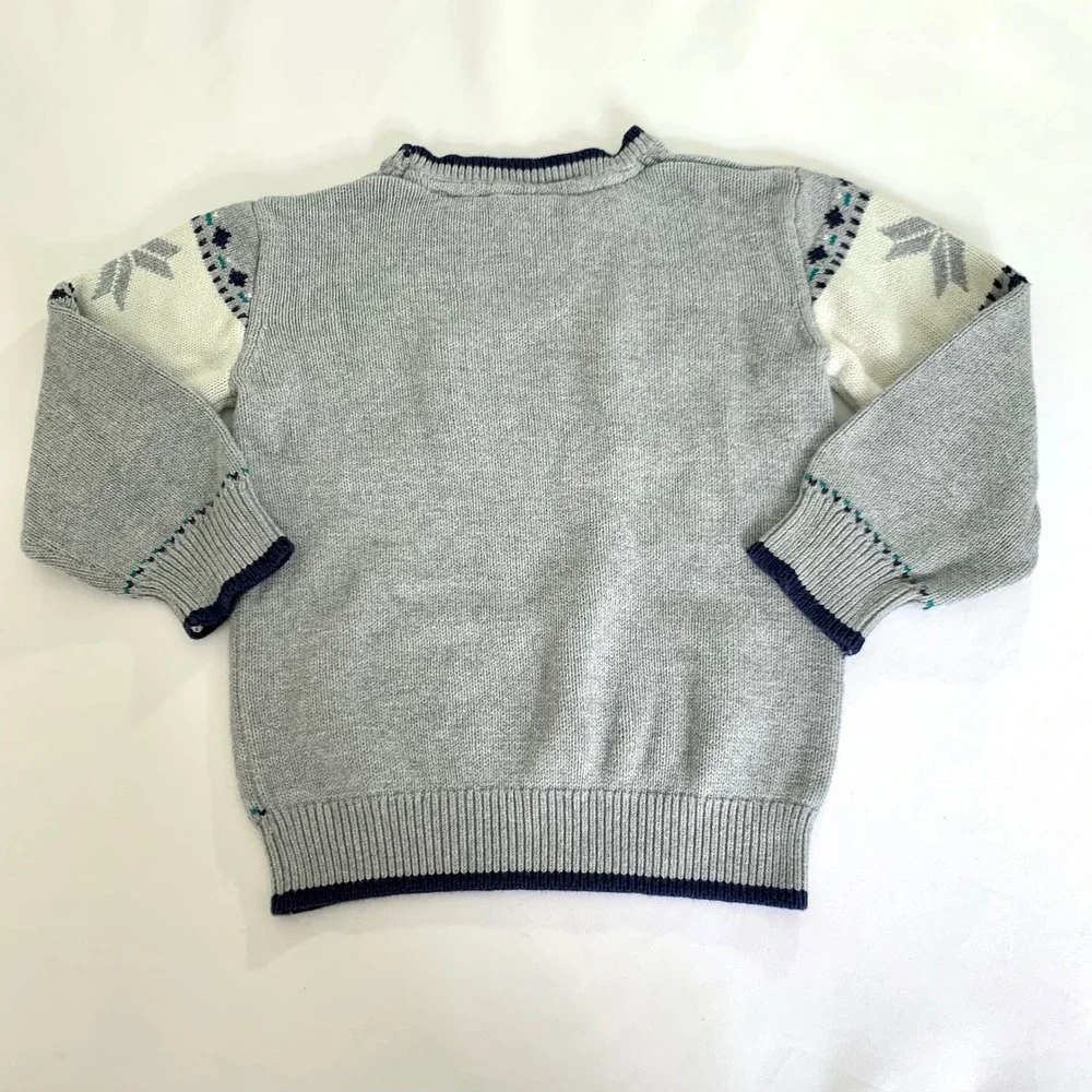 Gymboree Train Sweater Boys 4T Gray Embroidered Express Fair Isle‎ Winter Cozy